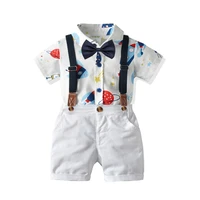boys clothes baby romper suit bow romper strap white shorts 4 pieces children formal clothes 1 3 years birthday dress