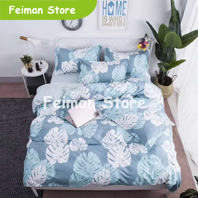 Лавандовый Комплект постельного белья Женский пододеяльник в полоску летний