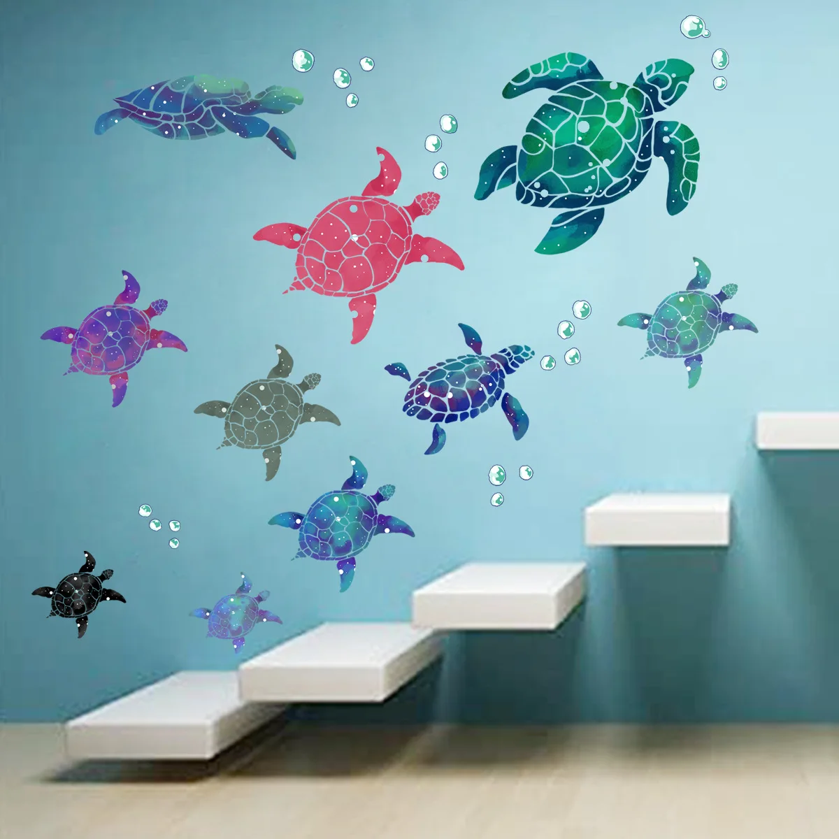 Многоцветные наклейки на стену с морскими черепахами для ванной детской комнаты
