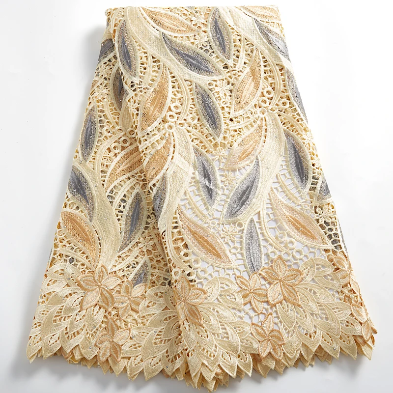 

SJD LACE Afircan Lace 2021 High Quality White Guipure Cord Fabric Sewing Embroidery Nigerian Fabric Women Wedding Dresses A 2478