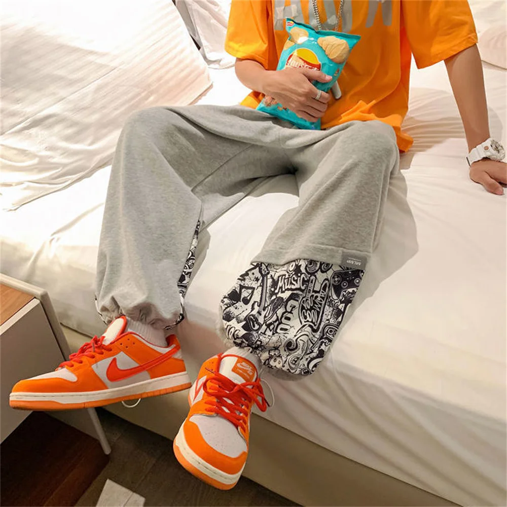 

Gery Patchwork Male Cargo Pants Men High Street Straight Dance Pants Men Casual Loose Sweatpants Male Harajuk Streetwear