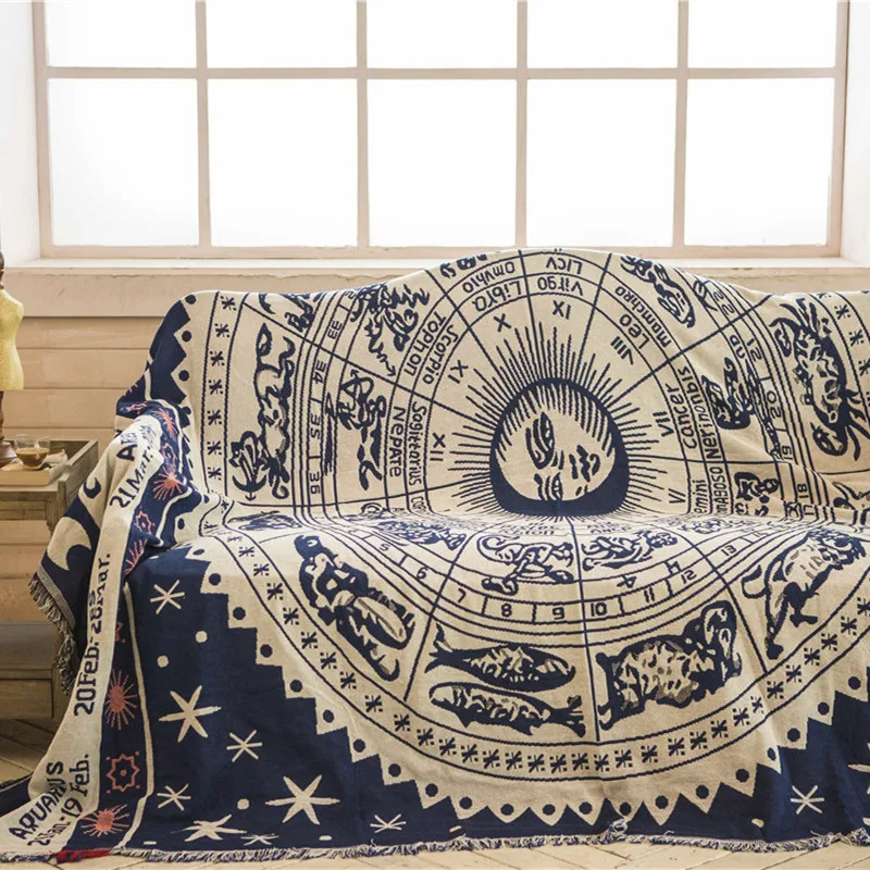 買取 北欧スタイル綿星座のためのスローブランケットソファ本のカバーカバー自由奔放に生きる毛布カバー椅子ソファピアンテーブルDecorLA451
