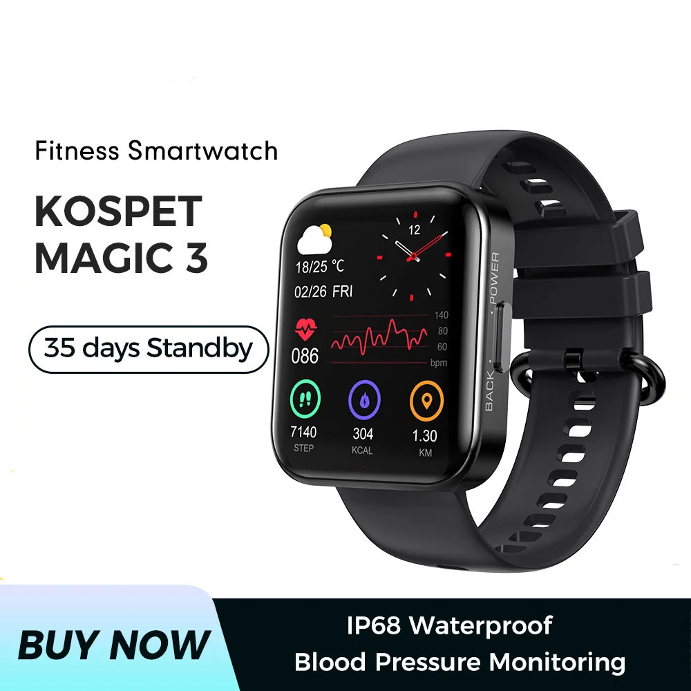 Kospet Magic 3 SmartWatch IP68 Водонепроницаемый Мониторинг Здоровья Спортивные Смарт-часы