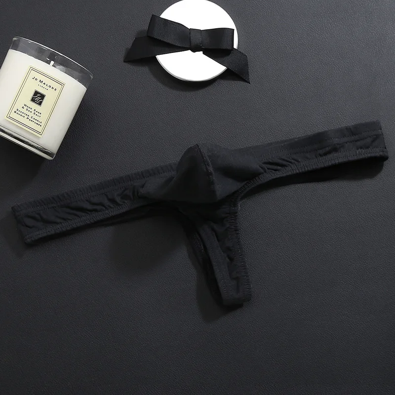 Мужские трусы стринги с U-образным мешочком для пениса черные бандажные Трусы из