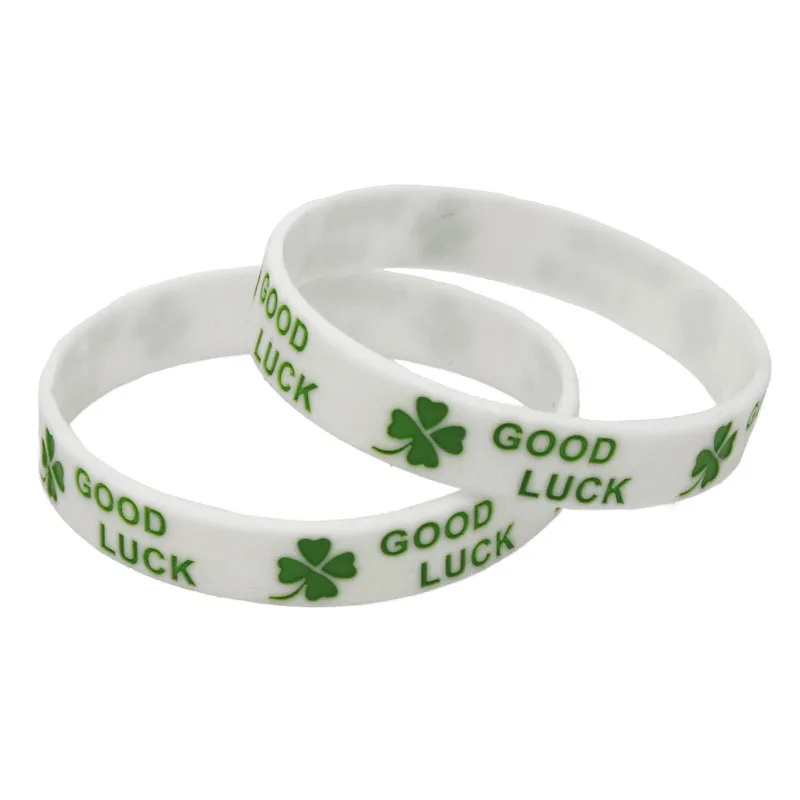 1 шт. новое модное клевер удачи Wristband силикона Черный Зеленый Белый Резиновые