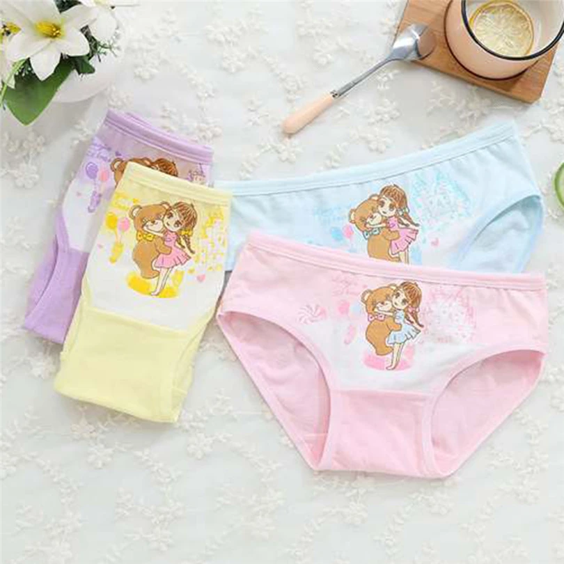 4 шт. детские трусы для девочек детское нижнее белье с мультяшным медведем