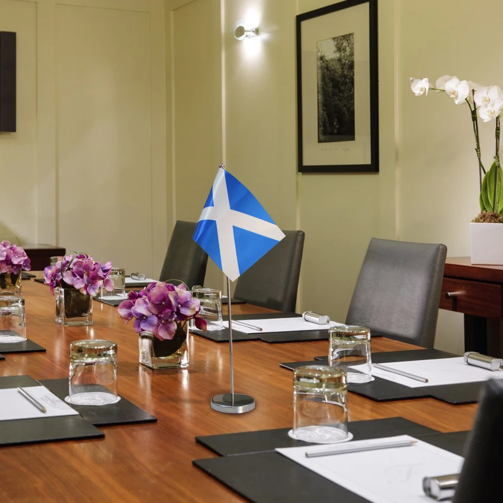 

Scotland Table Flag 9" x 6"- Scottish Desktop Desk Flag Table Display with Sticks & Bases