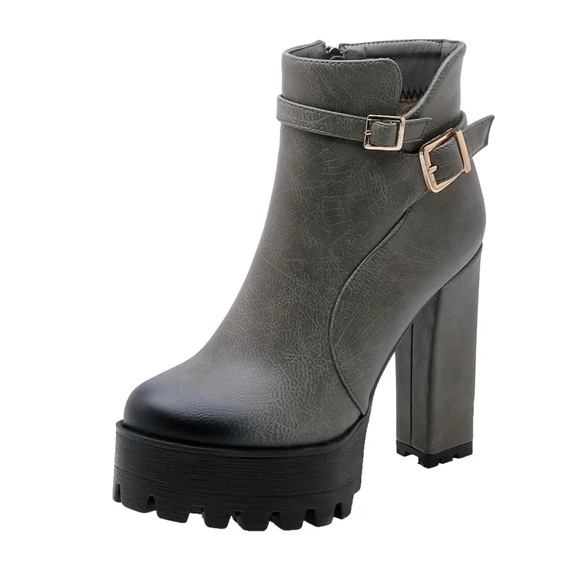 Женские ботильоны на платформе MORAZORA черные и высоком каблуке с круглым носком