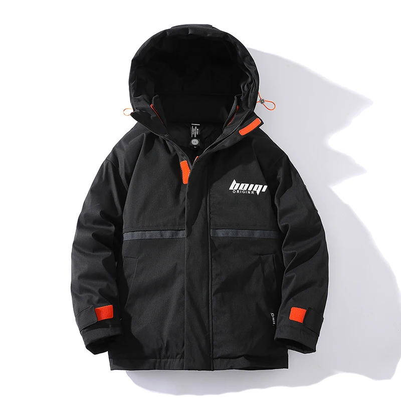 Куртка мужская зимняя в стиле Харадзюку разноцветная черная 2021 | Мужская одежда