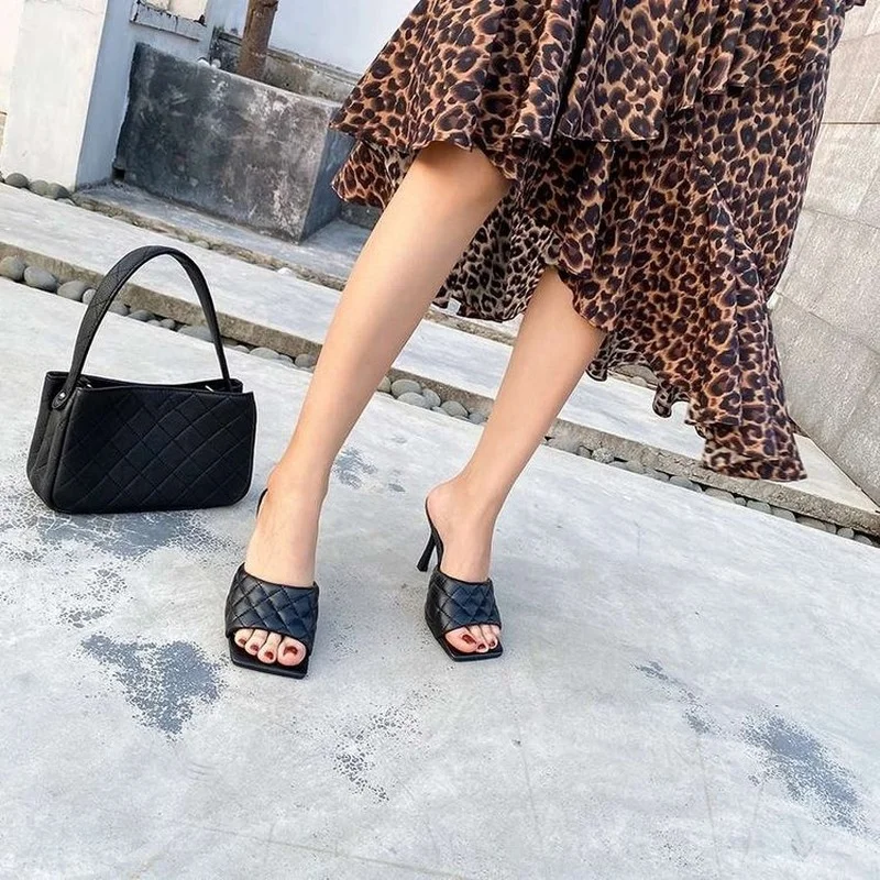 

Women's Sandals 2021 New One-word Slippers Women's Shoes Summer Open-toed Roman Shoes High Heels Sandals Women's Shoes