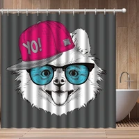 small fashion animal dogs cap 3d print shower curtain bathroom set with waterproof hook bath curtains cartoon kids african funny