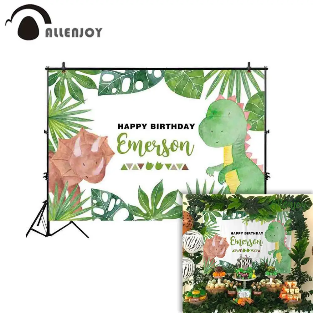 Allenjoy фоны с динозаврами день рождения тропические джунгли животные листья