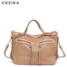 CEZIRA Large Style Top-handle Carry Tote Bags Cutting Hollow Out Pockets Shoudler Messenger Bag Women Work Bag Laptop Crossbody
