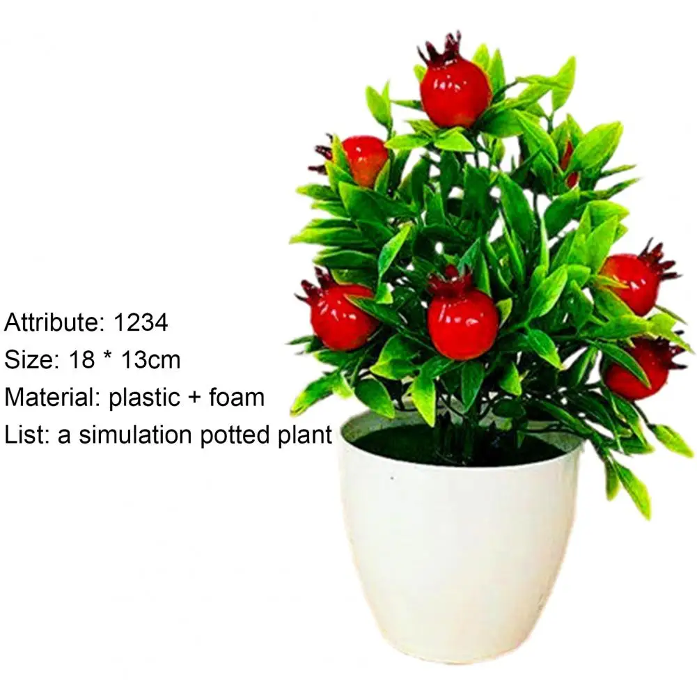 

Hot Sales Artificial Fruit Bonsai Mini Orange Pomegranate Tree Windowsill Decor Plastic Courtyard Simulated Plants Bonsai for Ho