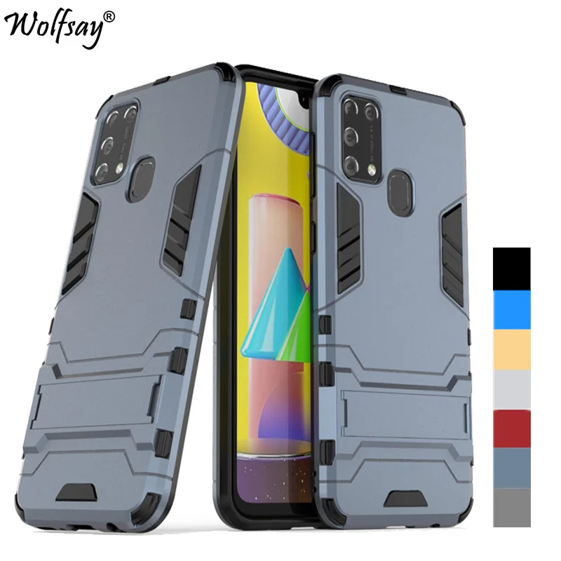 Для крышки Samsung Galaxy M21 чехла Бампера Hybrid Подставки силиконового Доспех телефона