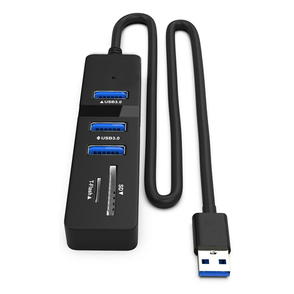 

High Speed TF Card Reader Indicator Light Data Sync Charger Laptop Desktop USB3.0 Hub Adapter 3-port PC Plug And Play Fast