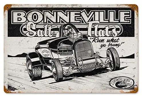

Vintage Bonneville Salt Flats 8 x 12 Inch Beer Pub Garage Man Cave Indoor Shop Metal Signs Wall Decor Tin Sign