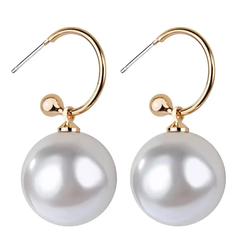 

Red Earring Cute Exaggerated Round Pearl Pendant Gold Plated 925 Silver Earring Fashion Jewelry