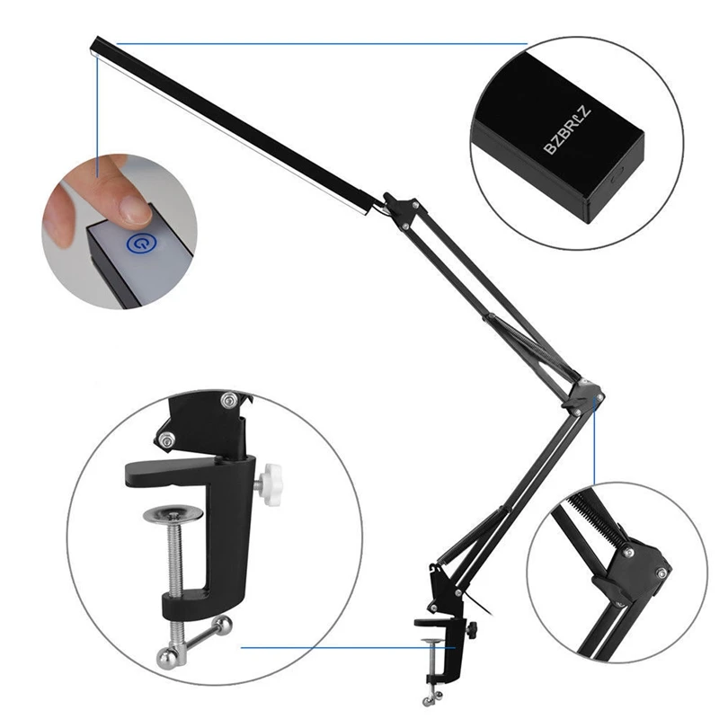 Светодиодный настольный светильник с регулируемой застёжкой USB и длинной ручкой