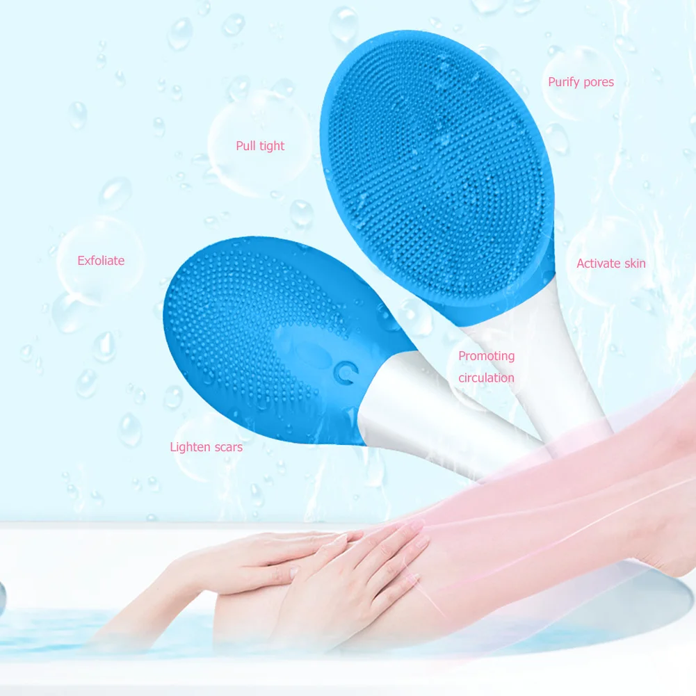 

Electric Bath Brush Silicone Double Sided Long Handle Cleansing Massager Scrub Skin Massager Exfoliation Bathroom Brush