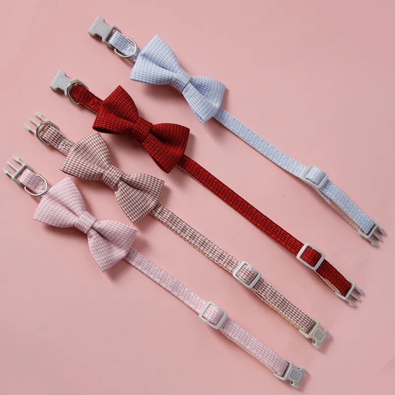 

British Style Cat Accessories Collar Bowknot Buckle Telescopic Cat Collar Pet Collar