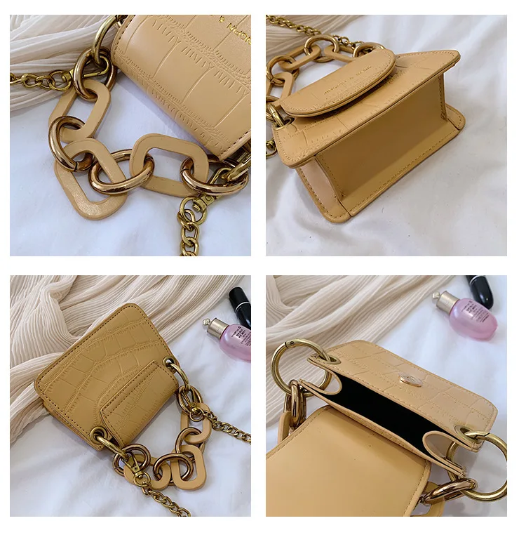 Fashion Mini Saddle Women Shoulder Bags Designer Brand Acrylic Chain Handbags Luxury Pu Leather Female Crossbody Bag Small Purse