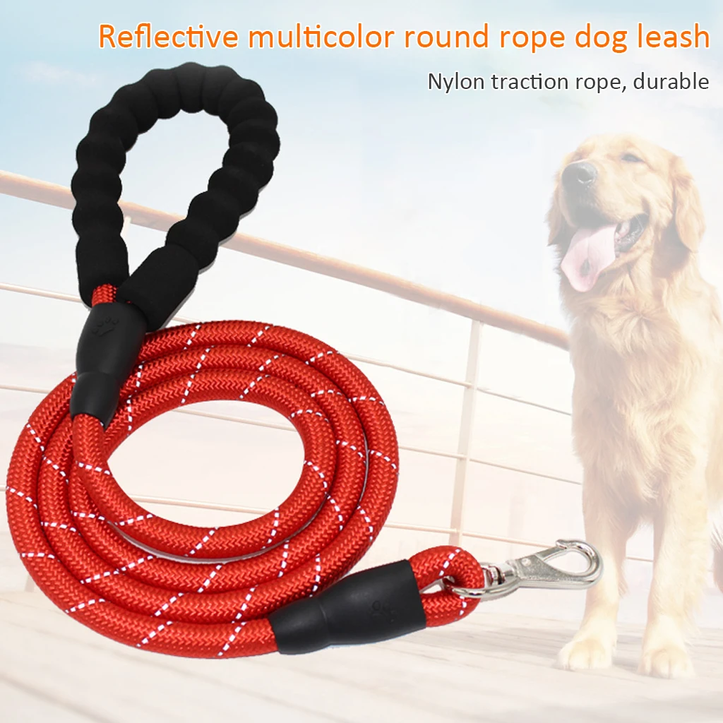 Качественный толстый нейлоновый собачий поводок удобный Светоотражающий