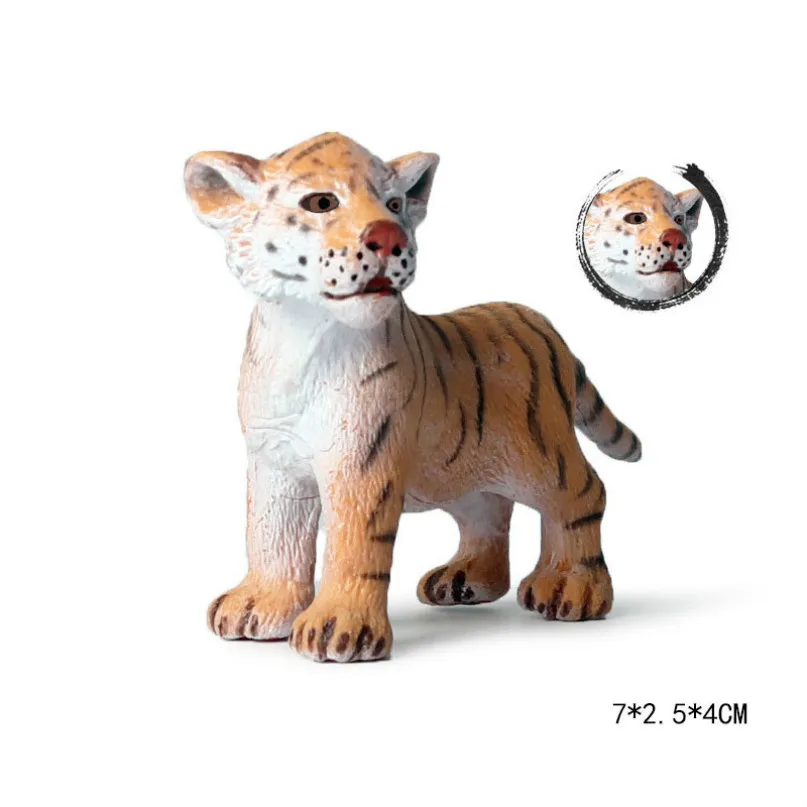 Standing tiger Милый куб модель моделирование зоопарк дикая природа фигура прекрасная образовательная детская панда Лев Зебра слон животное игрушка для детей Декор подарок - Цвет: Standing tiger