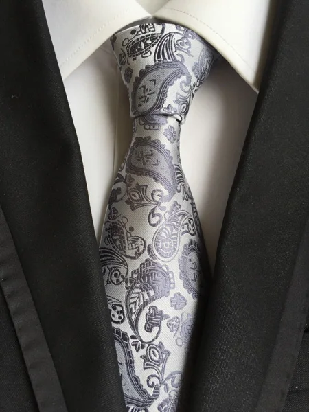 

8cm Men's Ties Gray Classic Paisley Woven Necktie
