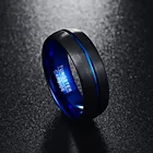 Новое популярное простое мужское кольцо из карбида вольфрама с голубым покрытием 8 мм, обручальное кольцо с матовой отделкой, размеры от 7 до 12, ювелирные изделия