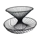 Железная художественная 2-уровневая подставка для корзины для фруктов, стойка для хранения хлеба и овощей, Черная