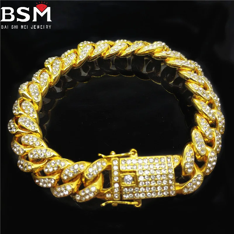 

Bracelets Jewelry Charm Bracelet Luxury Jewelry Hip Hop Jewelry 18K Full Rhinestone Men's Cuban Chain Bracelet love bracelet