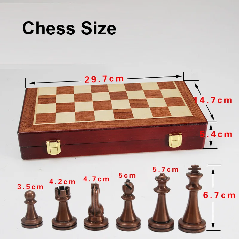 Деревянная шахматная доска роскошный набор шахмат металлическая бронза детская
