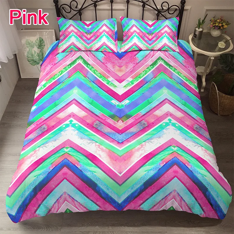 

Colorful Striped Bedding Set 3d Printed King Size Duvet Cover Sets Creative Comforter Cover 2/3pcs Quilt Covers Pillowcases