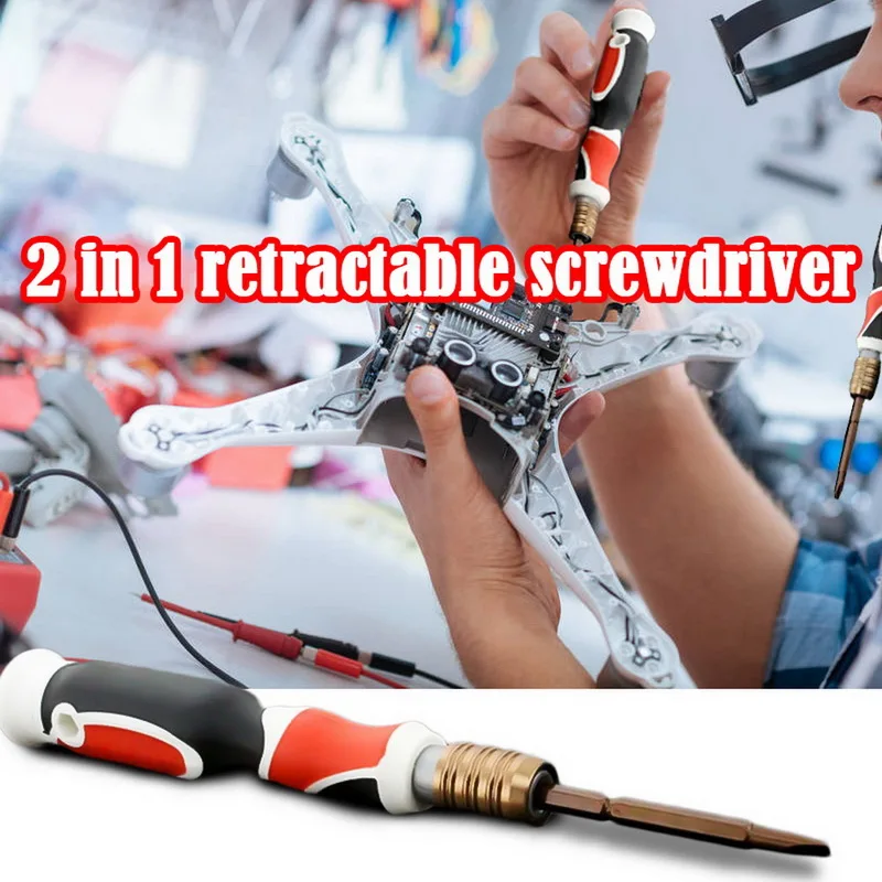 

1pc 4mm Adjustable Dual Purpose Screwdriver With Phillips And Slotted Multifunctional Retractable Screwdriver For Office Home