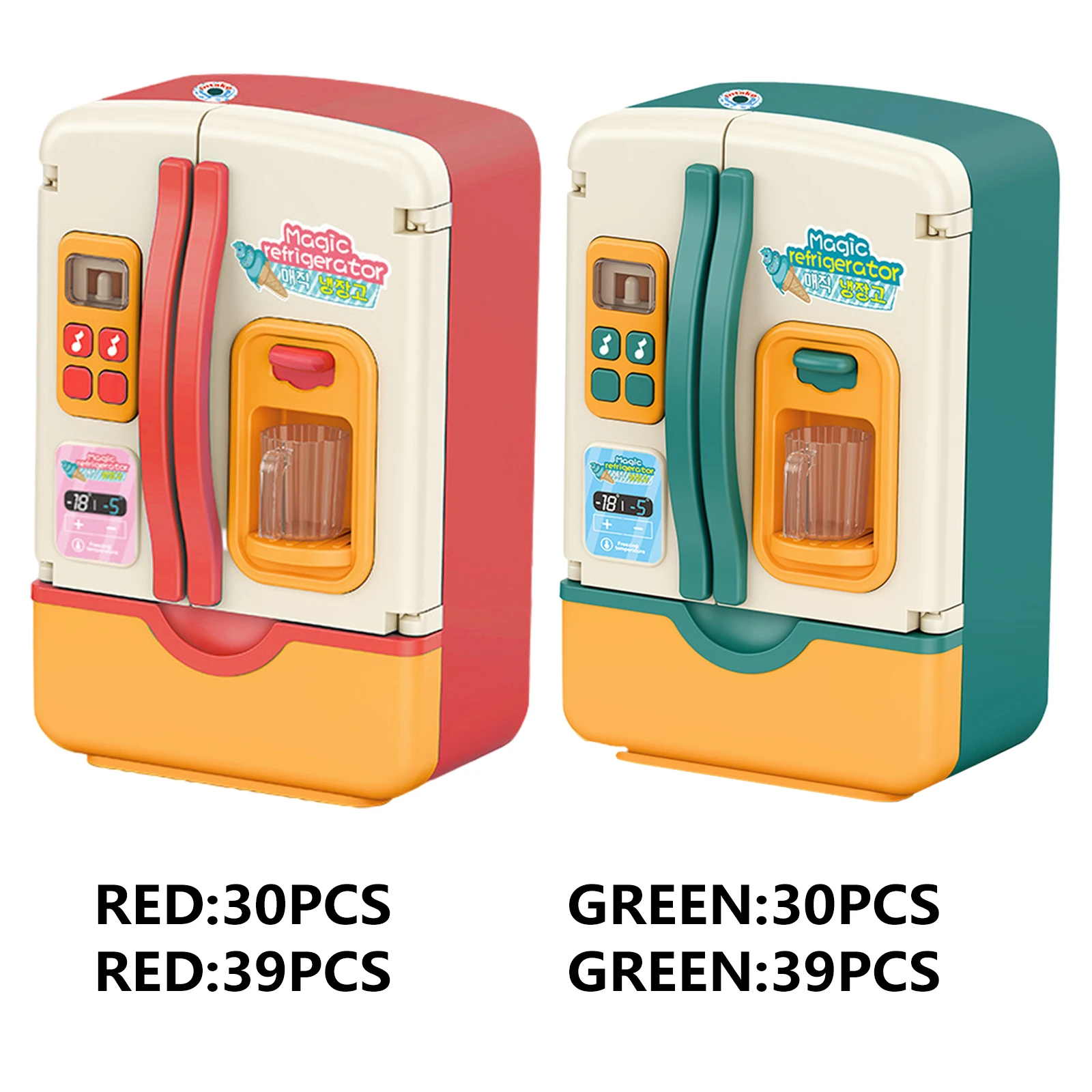 

Children Simulation Pretend Play Toy Kitchen Fridge Ornament Light Large Capacity Role Play Gift for Kids Fine Motor Skills