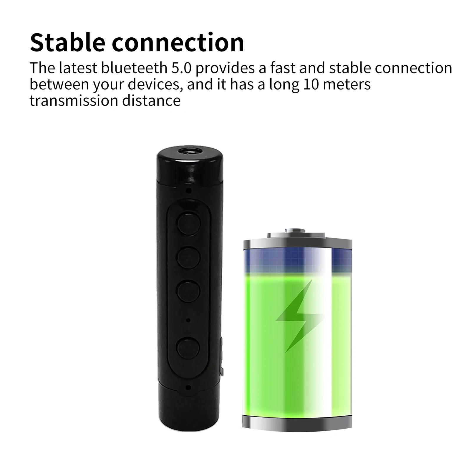 

G8 Bluetooth Adapter 5.0 AUX Built-In 110mAh Lithium Battery Durable Battery Neck Clamp Multiple Function 3.5mm