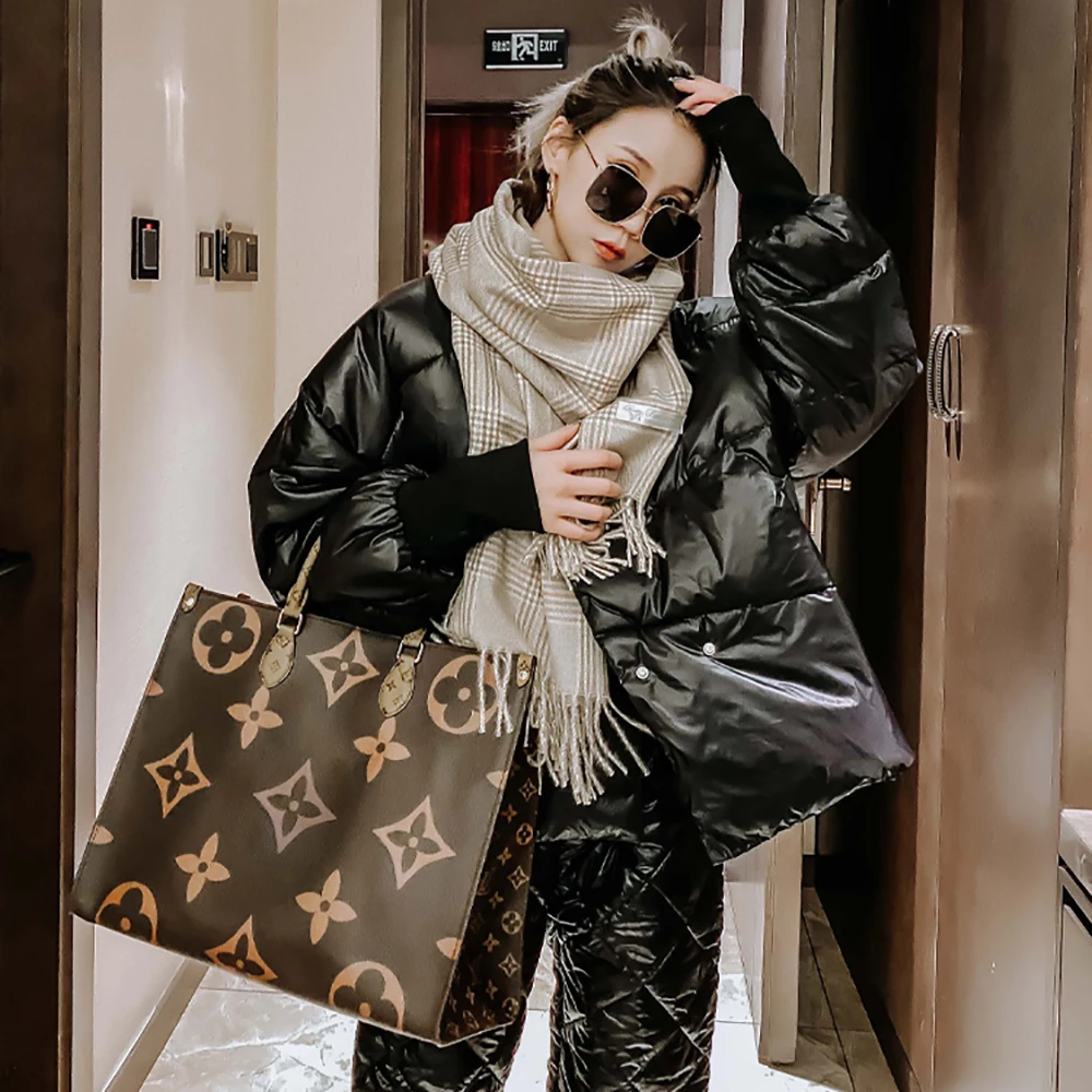 

YUANYUANJYCO Winter Women Regular Length Casual Cotton Lining Parkas LWTMY19 Fashion Long Sleeve Straight Warm Loose Light Coat