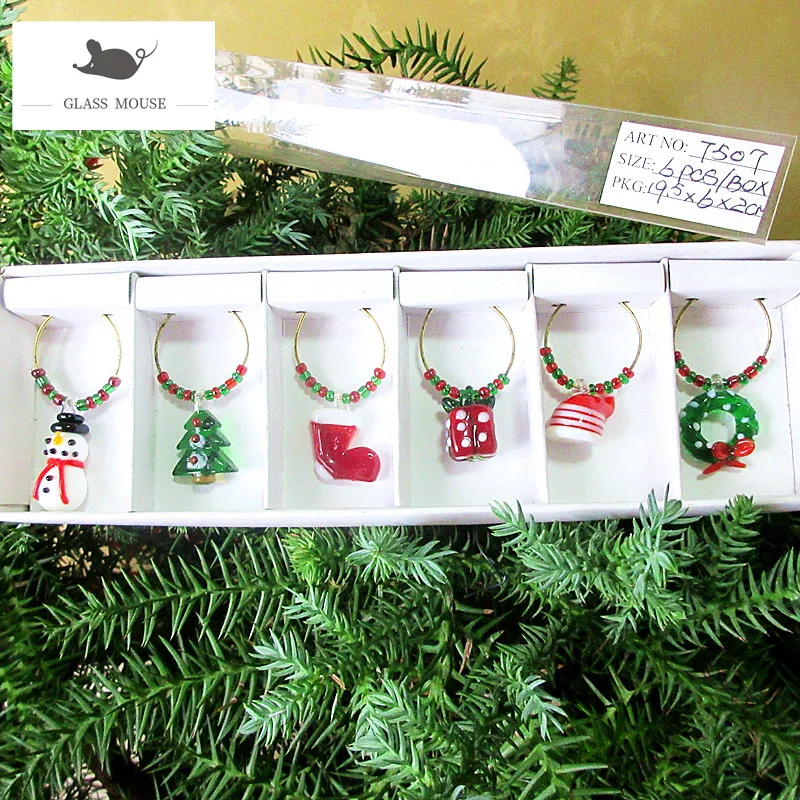 

6 Pcs/set Christmas Family Wine Glass Decoration Party Goblet Decorative Circles Xmas Cup Pendants Ring Wine Glass Charms marker