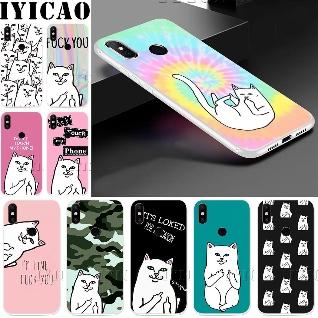 Жесткий чехол Rip mi ddle finger Cat для Xiaomi 5 5S 6 9 8 A2 Lite 5X x 2S F1 SE MAX 3 9T A3 Pro CC9E Red Note