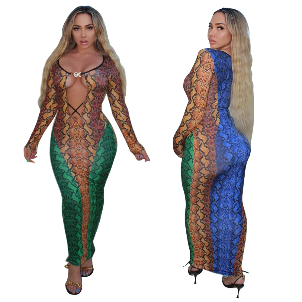 

Новинка 2021, осенне-зимнее женское сексуальное металлическое декоративное платье с леопардовым принтом, Длинные дизайнерские платья