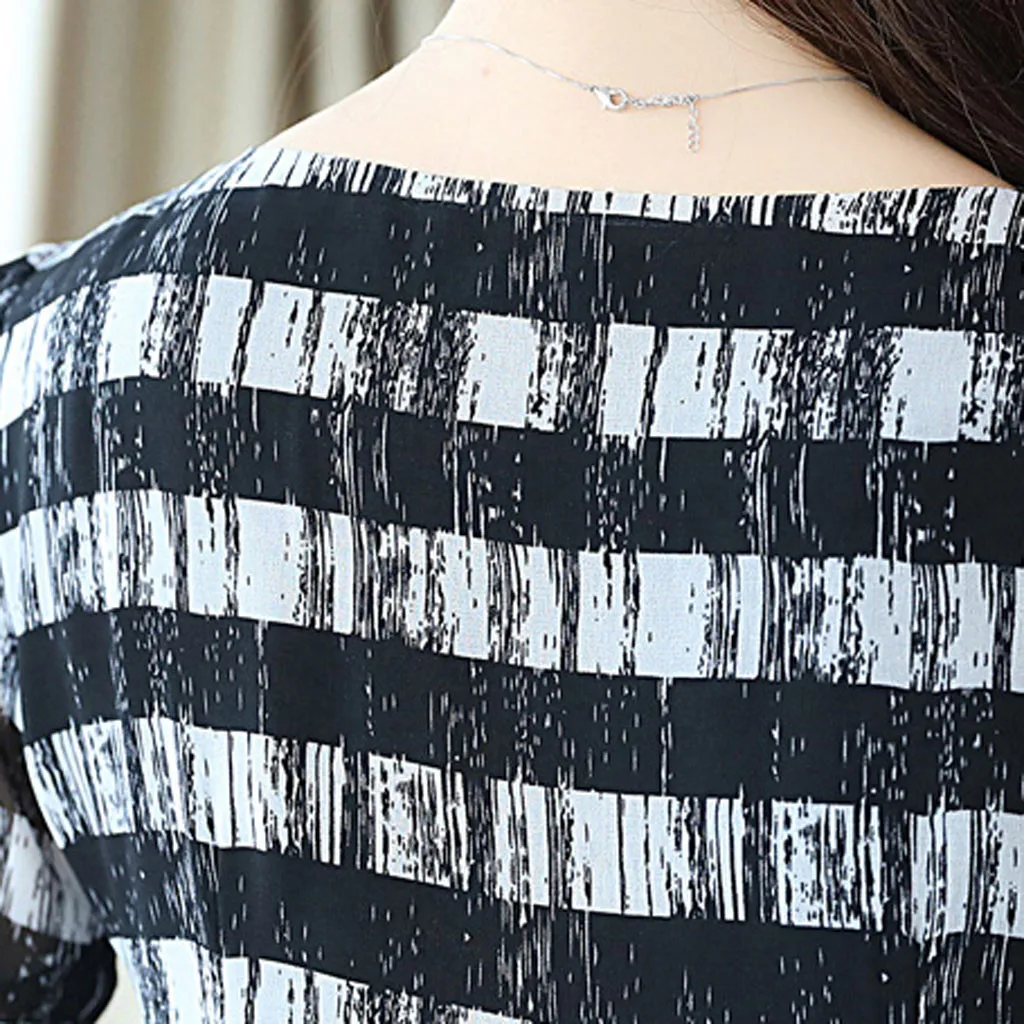 SAGACE элегантные женские платья в полоску с круглым вырезом платье коротким