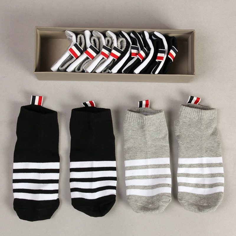

Brand 2021 TB fashion short Socks Men Women Cotton Striped No Show Casual Sports Crew Socks Ins 6 Pairs