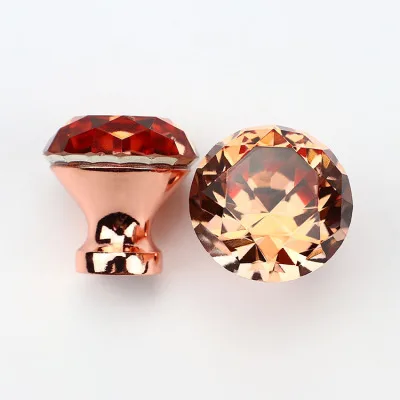 30 мм Алмазный хрустальные ручки для шкафа из розового золота шкаф круглые ящиков