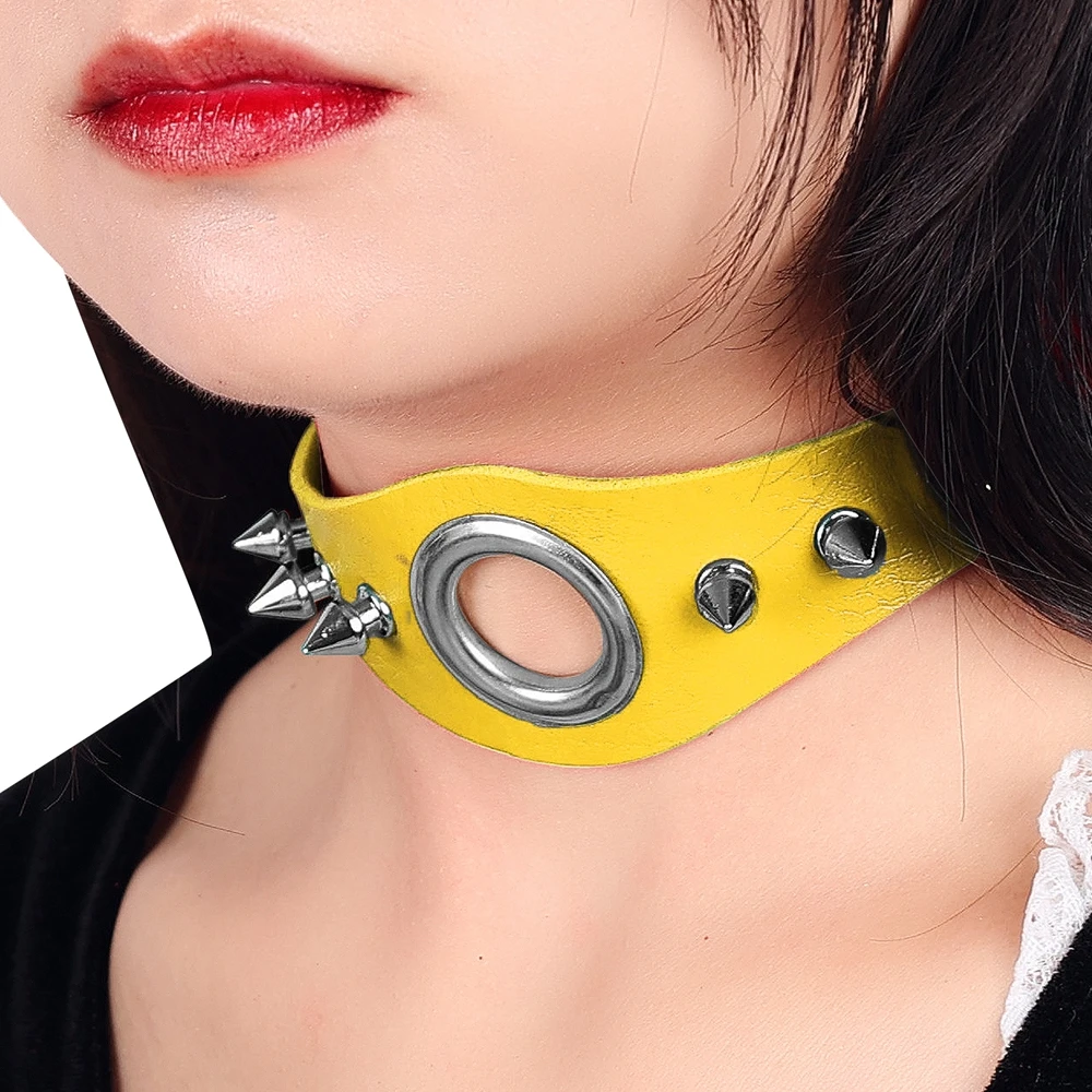 Ожерелье в стиле рок кожаный ошейник Модный женский колье Харадзюку сексуальные