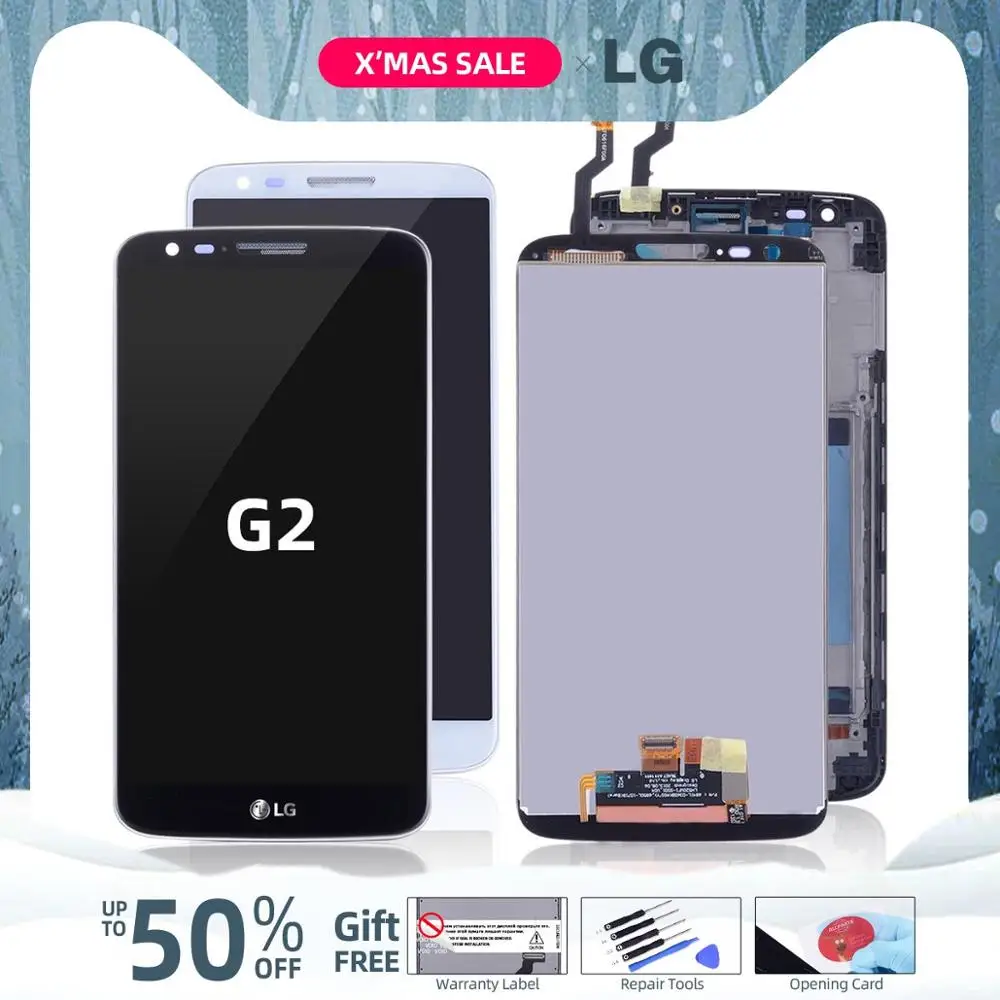 Дисплей для LG G2 D800 D801 D802 D805 D803 VS980 F320 LS980 в сборе с тачскрином на рамке черный белый