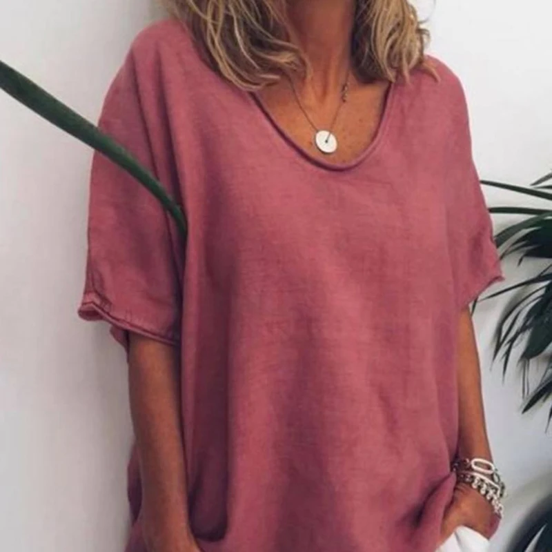 

Solid Tops Tee Shirts Women T-shirt 2021 Summer Casual O-neck Loose T Shirt Short Sleeve Female Soft Tops Mujer Camisetas Tops