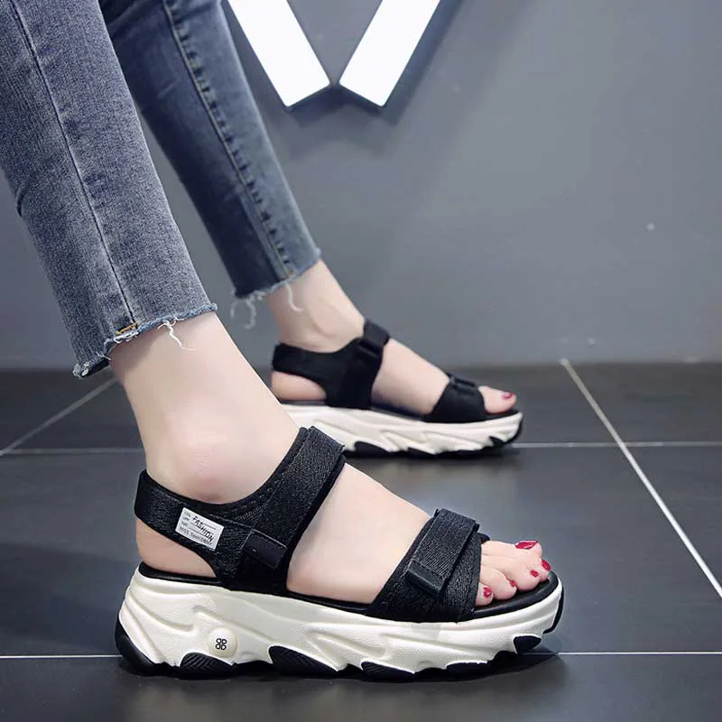 

Women Platform Wedge Sandals 5cm Ladies Thick Bottom Sandals Female Summer Beach Casual Shoe Antiskid Walk Shoes Gray