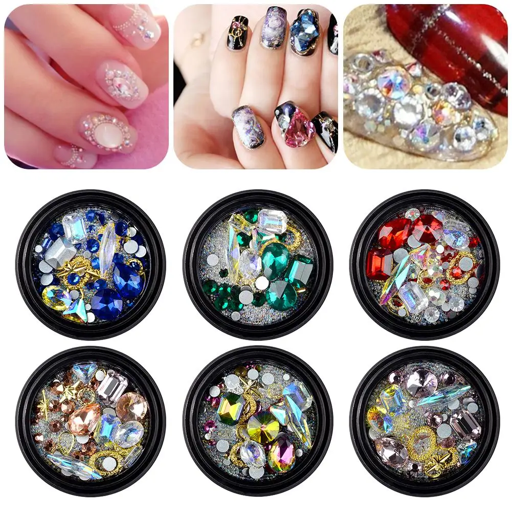 1 коробка для украшения ногтей прозрачные Стразы AB из акрилового сплава