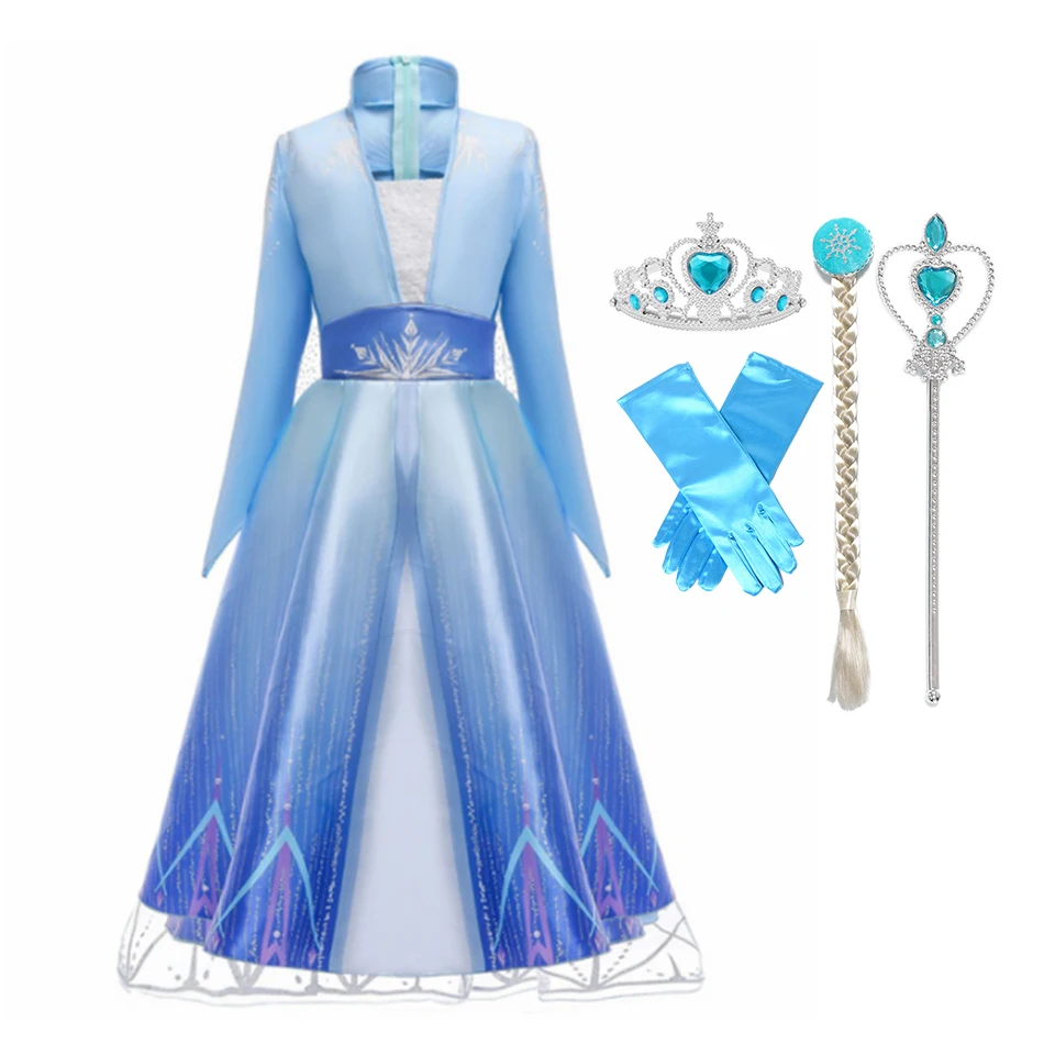 Disney Frozen Elsa Dress Princess Party Vestidos Cosplay Girl Clothing Snow Queen Print Birthday Princess Dress Kids Costume